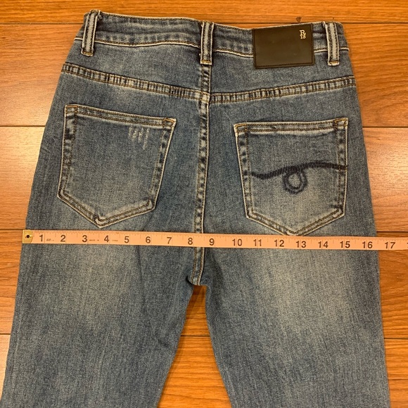 R13 Distressed Hem High Waist Crop Denim Jeans - Picture 11 of 15